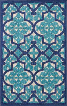 Nourison Aloha Blue Rectangle 3x4 ft Polypropylene Carpet 112654