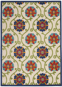 Nourison Aloha Blue Rectangle 5x7 ft Polypropylene Carpet 112667
