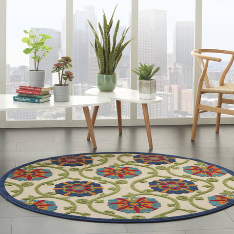 Nourison Aloha Blue Round 40 X 40 Area Rug 805-112673 Image 5
