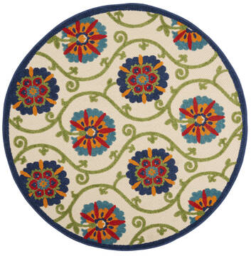 Nourison Aloha Blue Round 4 ft and Smaller Polypropylene Carpet 112673