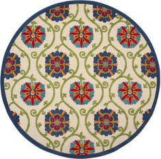 Nourison Aloha Blue Round 7 to 8 ft Polypropylene Carpet 112675