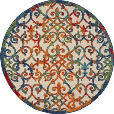 Nourison Aloha Multicolor Round 5 to 6 ft Polypropylene Carpet 112689