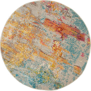 Nourison Celestial Multicolor Round 4 ft and Smaller Polypropylene Carpet 112779