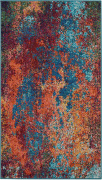 Nourison Celestial Blue Rectangle 2x4 ft Polypropylene Carpet 112794