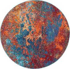 Nourison Celestial Blue Round 5 to 6 ft Polypropylene Carpet 112795