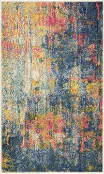 Nourison Celestial Blue Rectangle 2x4 ft Polypropylene Carpet 112805
