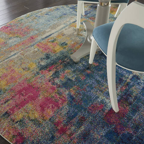Nourison Celestial Blue Round 710 X 710 Area Rug 805-112809 Image 4