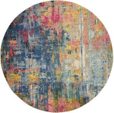 Nourison Celestial Blue Round 7 to 8 ft Polypropylene Carpet 112809