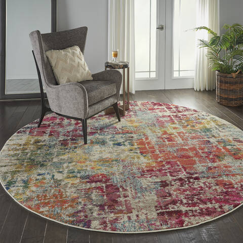 Nourison Celestial Purple Round 710 X 710 Area Rug 805-112833 Image 5