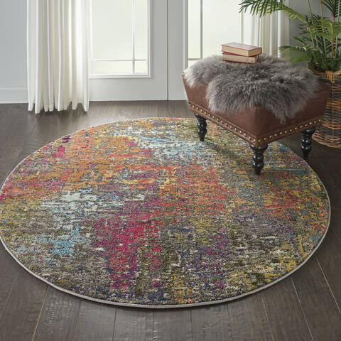 Nourison Celestial Multicolor Round 53 X 53 Area Rug 805-112843 Image 3