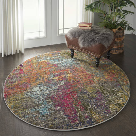 Nourison Celestial Multicolor Round 53 X 53 Area Rug 805-112843 Image 5
