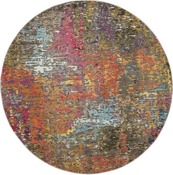 Nourison Celestial Multicolor Round 5 to 6 ft Polypropylene Carpet 112843