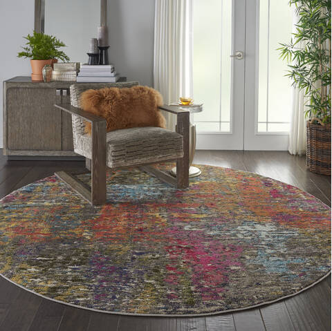Nourison Celestial Multicolor Round 710 X 710 Area Rug 805-112845 Image 3