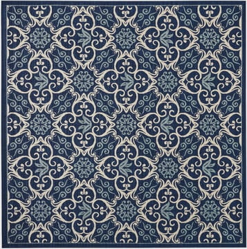 Nourison Caribbean Blue Square 7 to 8 ft Polypropylene Carpet 112878
