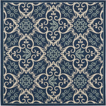 Nourison Caribbean Blue Square 5 to 6 ft Polypropylene Carpet 112879