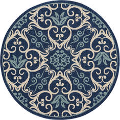 Nourison Caribbean Blue Round 4 ft and Smaller Polypropylene Carpet 112880