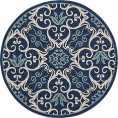 Nourison Caribbean Blue Round 4'0" X 4'0" Area Rug  805-112880