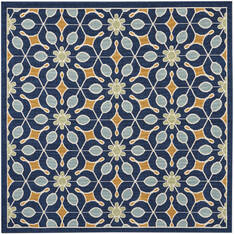 Nourison Caribbean Blue Square 5 to 6 ft Polypropylene Carpet 112883