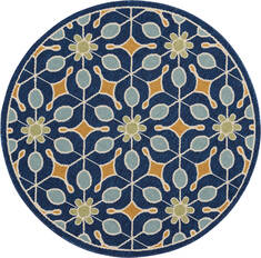 Nourison Caribbean Blue Round 4'0" X 4'0" Area Rug  805-112884