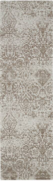 Nourison Damask Beige Runner 6 to 9 ft Polyester Carpet 112889
