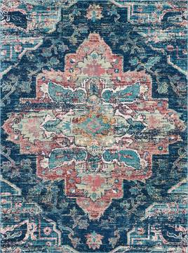 Nourison FUSION Blue Rectangle 8x10 ft Polypropylene Carpet 113104
