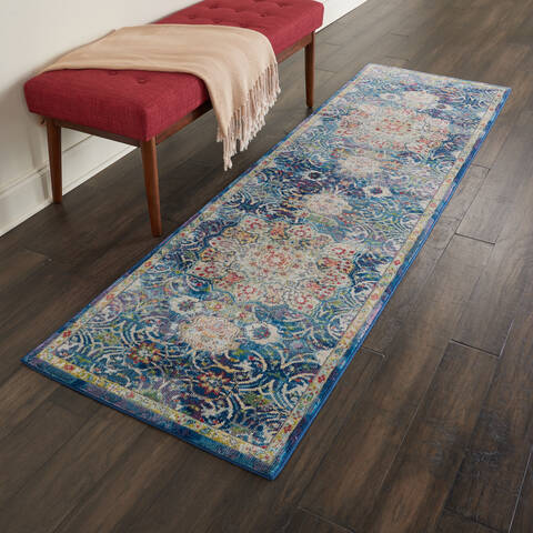 Nourison Global Vintage Blue Runner 20 X 60 Area Rug 805-113159 Image 3