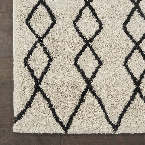 Nourison Geometric Shag Beige 810 X 120 Area Rug 805-113278 Image 1