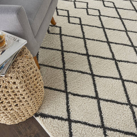 Nourison Geometric Shag Beige 810 X 120 Area Rug 805-113278 Image 4