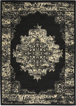 Nourison Grafix Black Rectangle 5x7 ft Polypropylene Carpet 113319