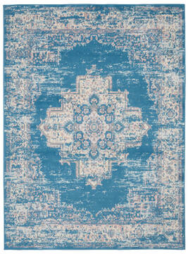 Nourison Grafix Blue Rectangle 5x7 ft Polypropylene Carpet 113326