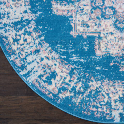 Nourison Grafix Blue Round 53 X 53 Area Rug 805-113329 Image 1