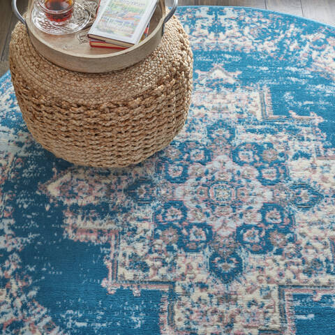Nourison Grafix Blue Round 53 X 53 Area Rug 805-113329 Image 4