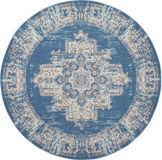Nourison Grafix Blue Round 7 to 8 ft Polypropylene Carpet 113332