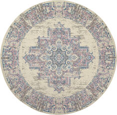 Nourison Grafix Beige Round 7 to 8 ft Polypropylene Carpet 113333