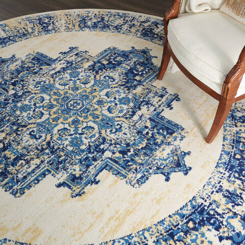 Nourison Grafix White Round 80 X 80 Area Rug 805-113338 Image 4
