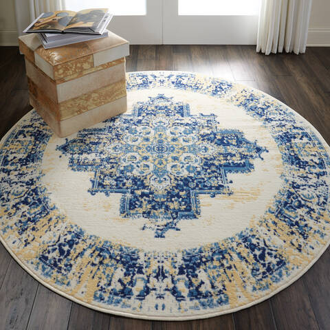 Nourison Grafix White Round 53 X 53 Area Rug 805-113339 Image 3