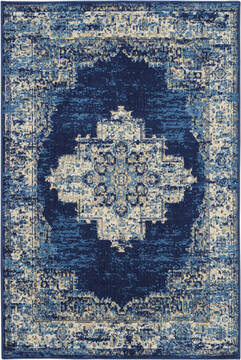 Nourison Grafix Blue Rectangle 4x6 ft Polypropylene Carpet 113343