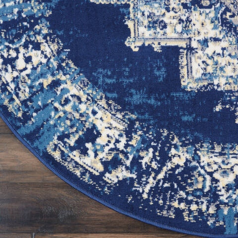 Nourison Grafix Blue Round 53 X 53 Area Rug 805-113345 Image 1
