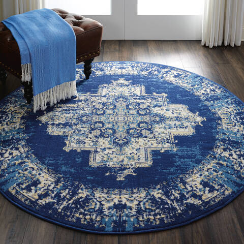 Nourison Grafix Blue Round 53 X 53 Area Rug 805-113345 Image 3