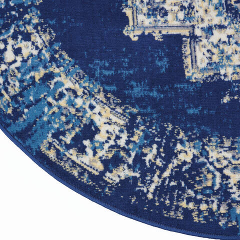 Nourison Grafix Blue Round 53 X 53 Area Rug 805-113345 Image 5
