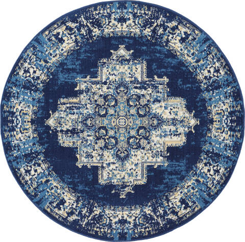 Nourison Grafix Blue Round 53 X 53 Area Rug 805-113345 Image 0