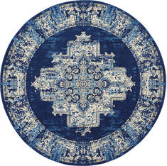 Nourison Grafix Blue Round 7 to 8 ft Polypropylene Carpet 113346