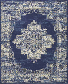 Nourison Grafix Blue Rectangle 8x11 ft Polypropylene Carpet 113347