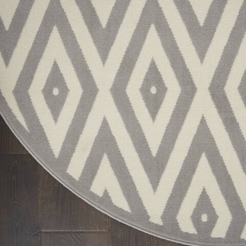 Nourison Grafix White Round 80 X 80 Area Rug 805-113371 Image 1