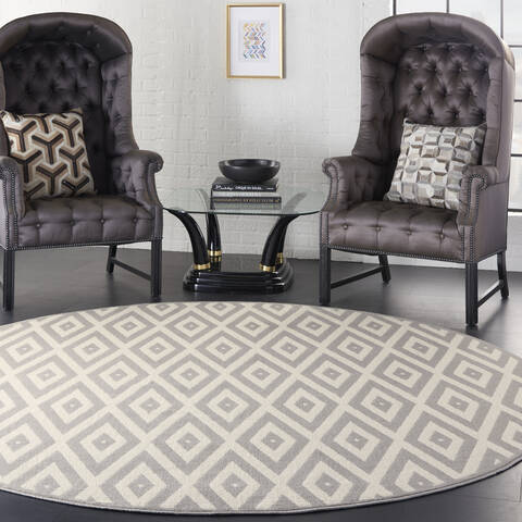 Nourison Grafix White Round 80 X 80 Area Rug 805-113371 Image 3