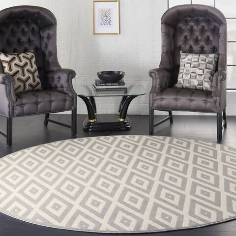 Nourison Grafix White Round 80 X 80 Area Rug 805-113371 Image 5