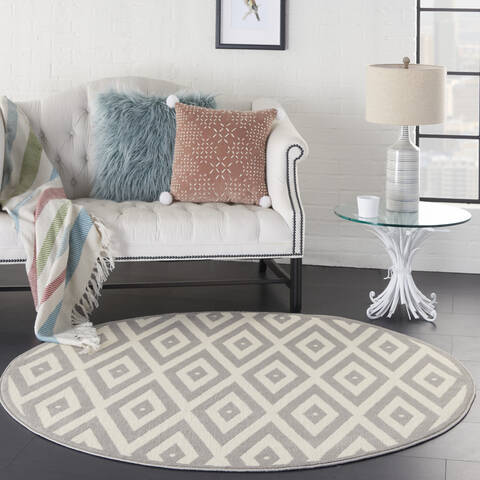 Nourison Grafix White Round 53 X 53 Area Rug 805-113374 Image 5