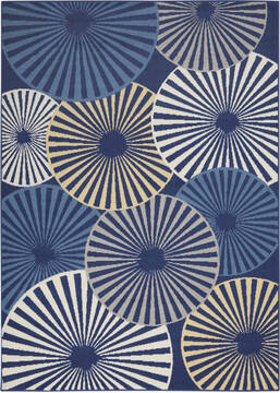 Nourison Grafix Blue Rectangle 5x7 ft Polypropylene Carpet 113386
