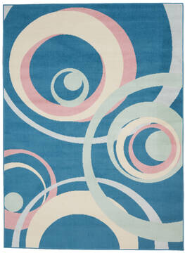Nourison Grafix Blue Rectangle 4x6 ft Polypropylene Carpet 113397