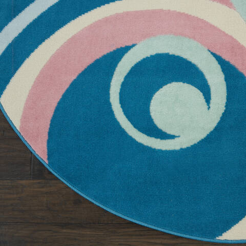 Nourison Grafix Blue Round 53 X 53 Area Rug 805-113398 Image 1
